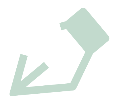 The white outline of a pen tool with a pastel green sparkle