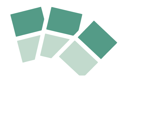 The outline of a color swatch book with various shades of green